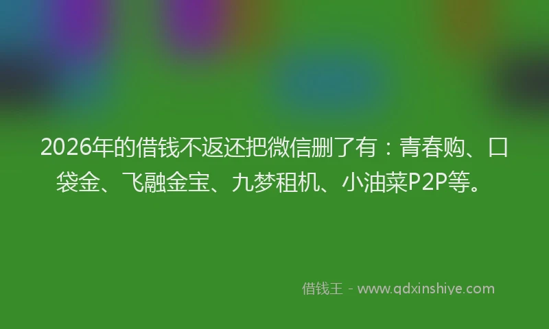 2026年的借钱不返还把微信删了有:青春购、口袋金、飞融金宝、九梦租机、小油菜P2P等。
