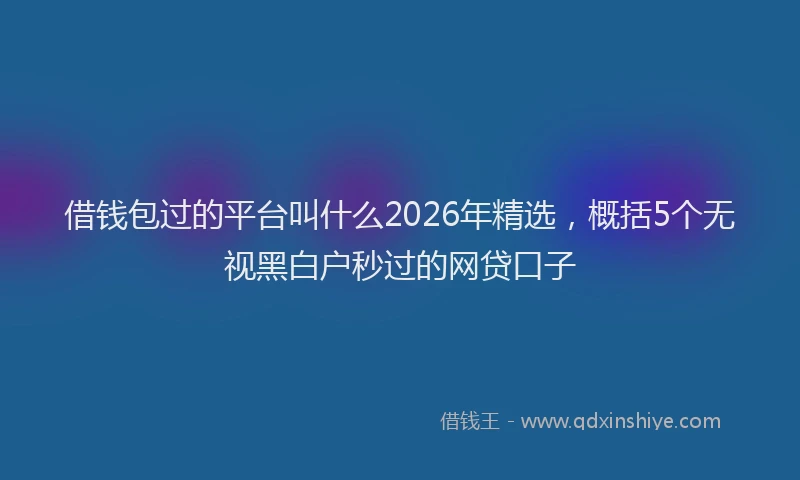 借钱包过的平台叫什么2026年精选，概括5个无视黑白户秒过的网贷口子