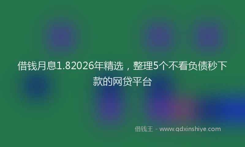 借钱月息1.82026年精选，整理5个不看负债秒下款的网贷平台