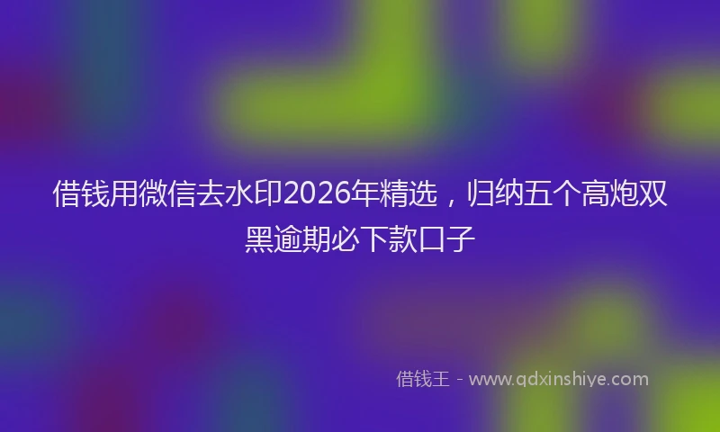 借钱用微信去水印2026年精选，归纳五个高炮双黑逾期必下款口子