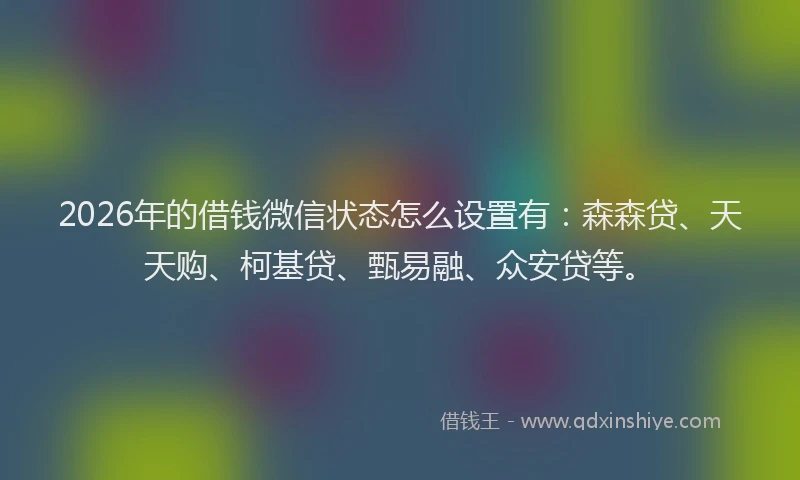 2026年的借钱微信状态怎么设置有：森森贷、天天购、柯基贷、甄易融、众安贷等。