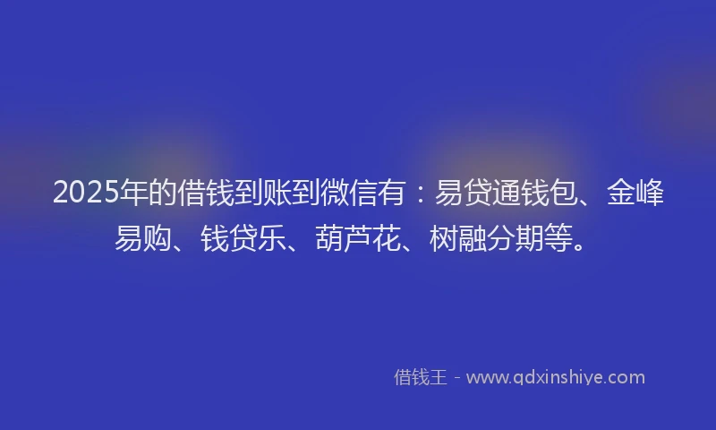 2025年的借钱到账到微信有：易贷通钱包、金峰易购、钱贷乐、葫芦花、树融分期等。