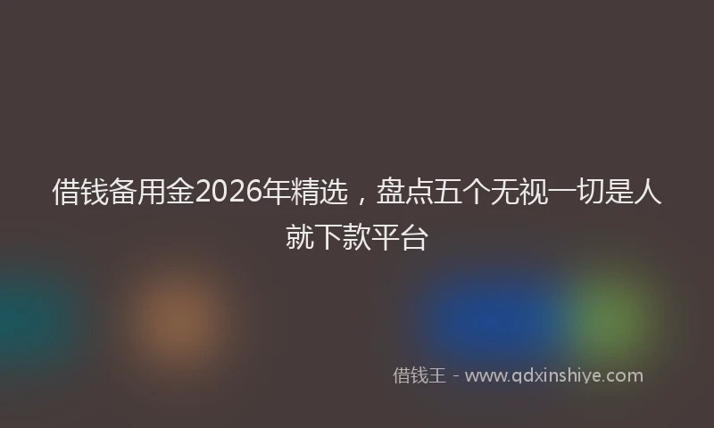 借钱备用金2026年精选，盘点五个无视一切是人就下款平台