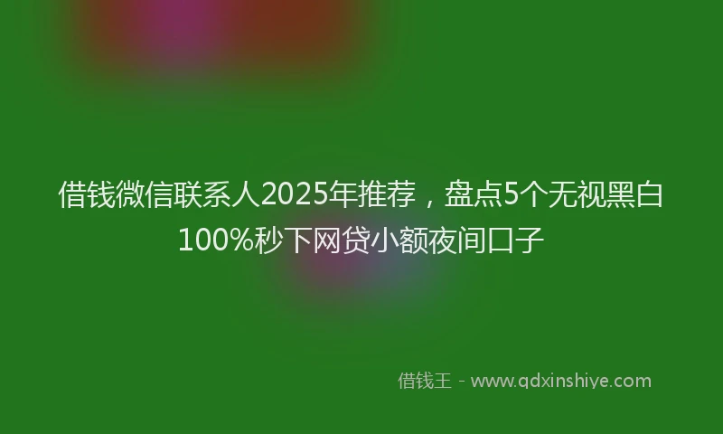 借钱微信联系人2025年推荐，盘点5个无视黑白100%秒下网贷小额夜间口子