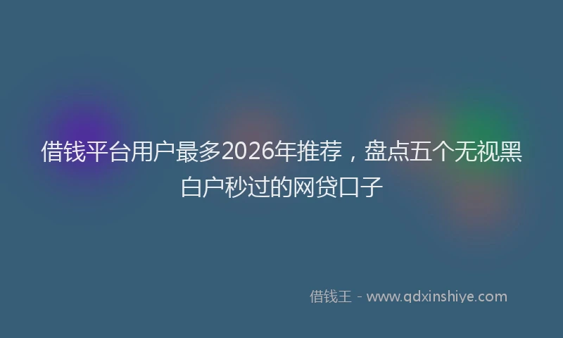 借钱平台用户最多2026年推荐，盘点五个无视黑白户秒过的网贷口子