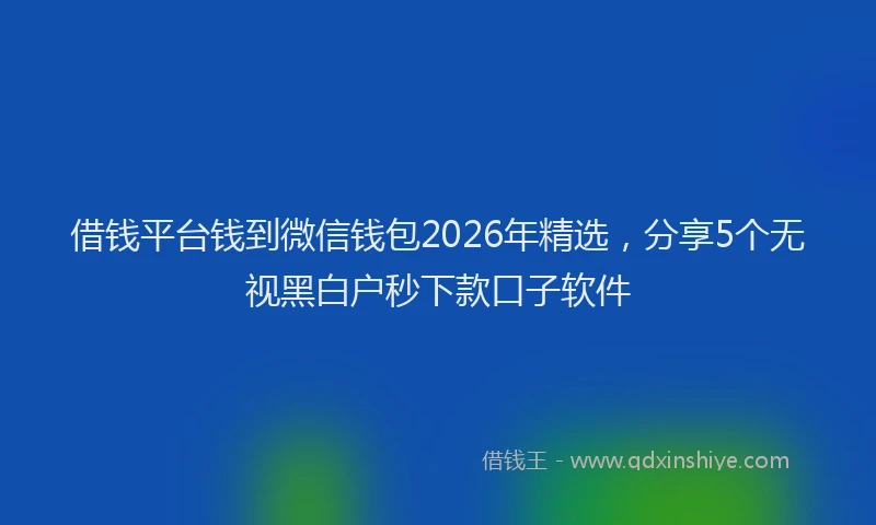 借钱平台钱到微信钱包2026年精选，分享5个无视黑白户秒下款口子软件