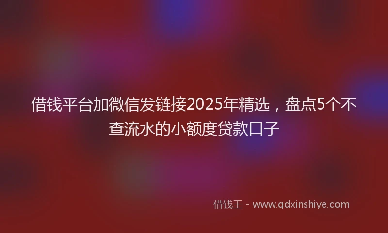 借钱平台加微信发链接2025年精选，盘点5个不查流水的小额度贷款口子