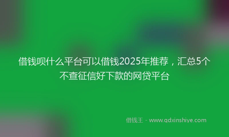 借钱呗什么平台可以借钱2025年推荐,汇总5个不查征信好下款的网贷平台