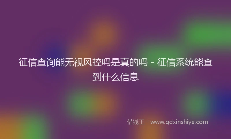 征信查询能无视风控吗是真的吗 - 征信系统能查到什么信息