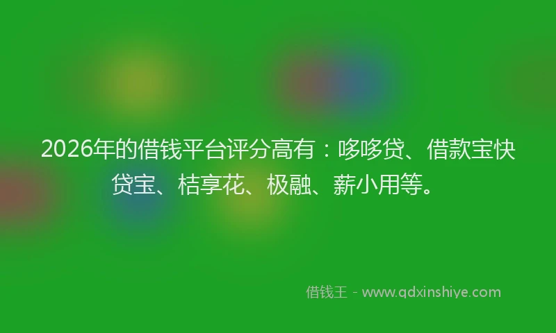 2026年的借钱平台评分高有：哆哆贷、借款宝快贷宝、桔享花、极融、薪小用等。
