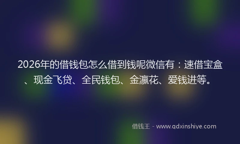 2026年的借钱包怎么借到钱呢微信有：速借宝盒、现金飞贷、全民钱包、金瀛花、爱钱进等。