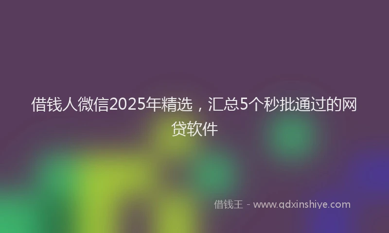 借钱人微信2025年精选,汇总5个秒批通过的网贷软件