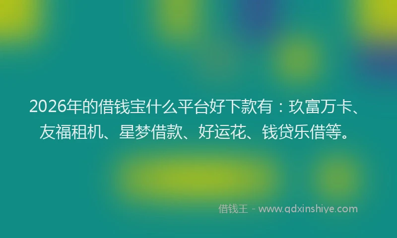 2026年的借钱宝什么平台好下款有：玖富万卡、友福租机、星梦借款、好运花、钱贷乐借等。