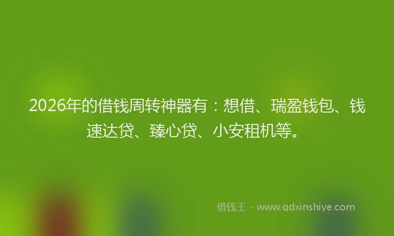 2026年的借钱周转神器有:想借、瑞盈钱包、钱速达贷、臻心贷、小安租机等。