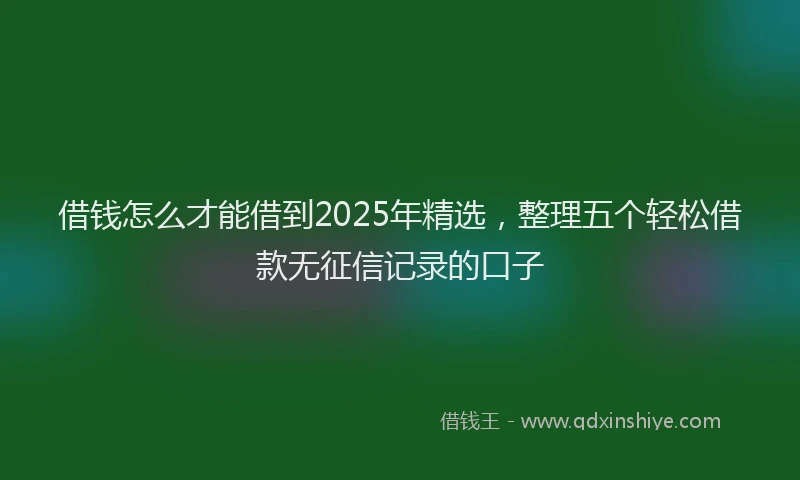 借钱怎么才能借到2025年精选，整理五个轻松借款无征信记录的口子