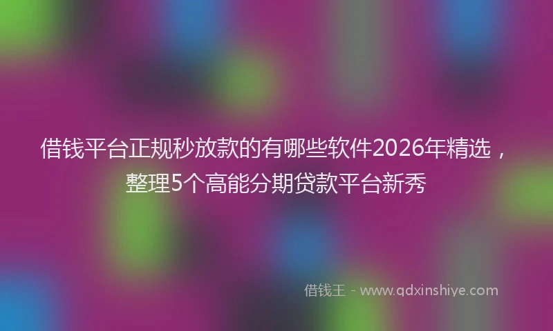 借钱平台正规秒放款的有哪些软件2026年精选，整理5个高能分期贷款平台新秀