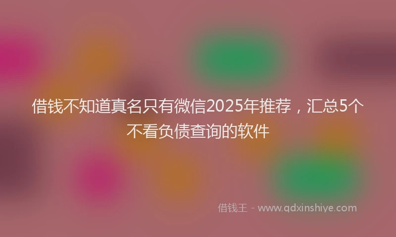 借钱不知道真名只有微信2025年推荐，汇总5个不看负债查询的软件