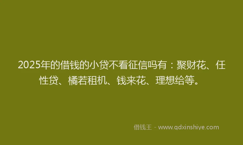 2025年的借钱的小贷不看征信吗有：聚财花、任性贷、橘若租机、钱来花、理想给等。