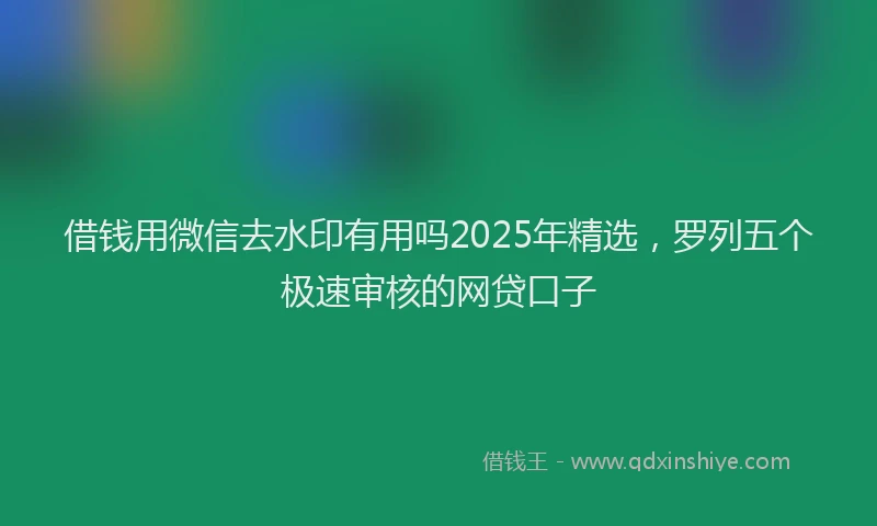 借钱用微信去水印有用吗2025年精选，罗列五个极速审核的网贷口子