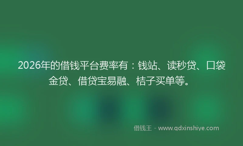 2026年的借钱平台费率有：钱站、读秒贷、口袋金贷、借贷宝易融、桔子买单等。
