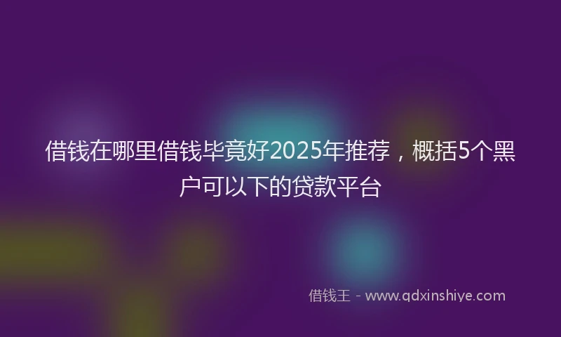 借钱在哪里借钱毕竟好2025年推荐，概括5个黑户可以下的贷款平台