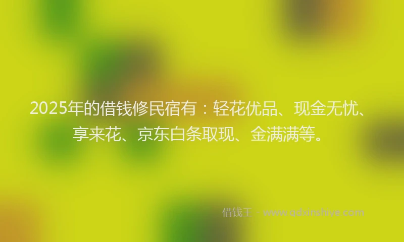 2025年的借钱修民宿有：轻花优品、现金无忧、享来花、京东白条取现、金满满等。