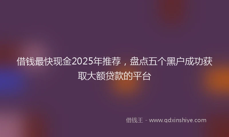 借钱最快现金2025年推荐，盘点五个黑户成功获取大额贷款的平台