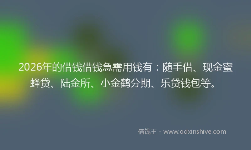 2026年的借钱借钱急需用钱有：随手借、现金蜜蜂贷、陆金所、小金鹤分期、乐贷钱包等。