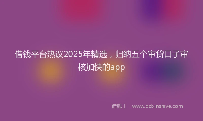 借钱平台热议2025年精选，归纳五个审贷口子审核加快的app