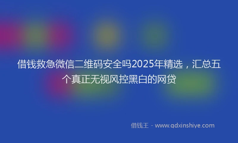 借钱救急微信二维码安全吗2025年精选，汇总五个真正无视风控黑白的网贷
