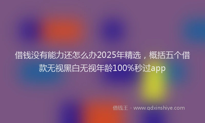 借钱没有能力还怎么办2025年精选，概括五个借款无视黑白无视年龄100%秒过app