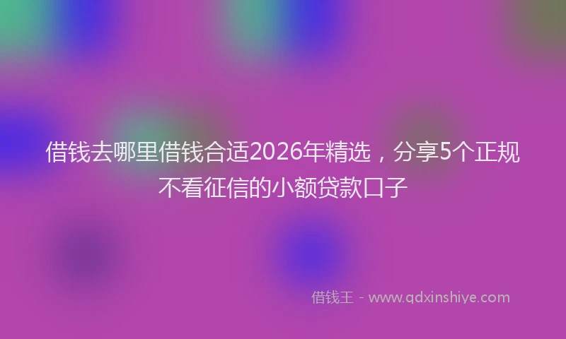 借钱去哪里借钱合适2026年精选，分享5个正规不看征信的小额贷款口子