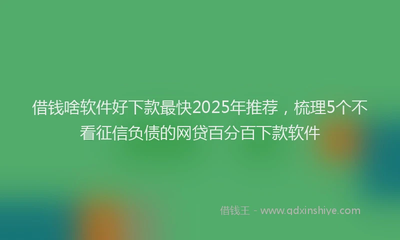借钱啥软件好下款最快2025年推荐,梳理5个不看征信负债的网贷百分百下款软件