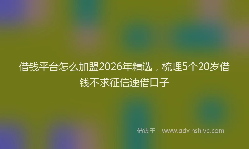 借钱平台怎么加盟2026年精选，梳理5个20岁借钱不求征信速借口子