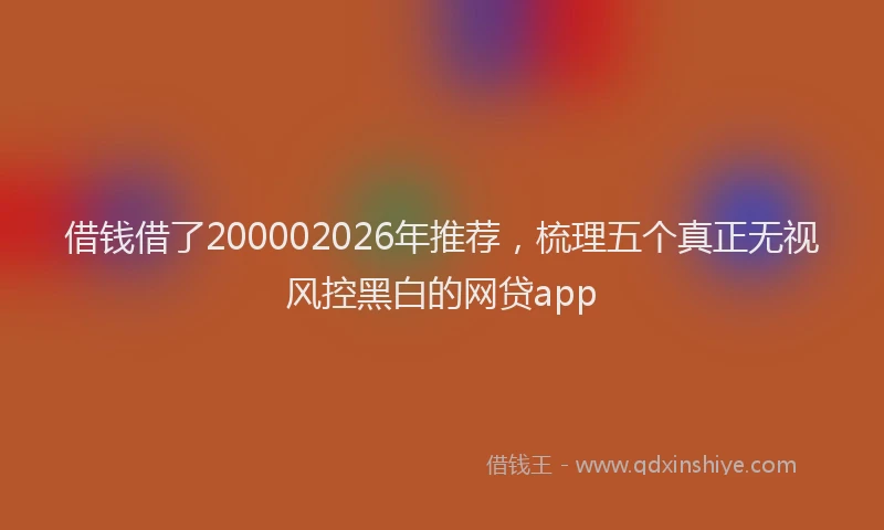 借钱借了200002026年推荐，梳理五个真正无视风控黑白的网贷app
