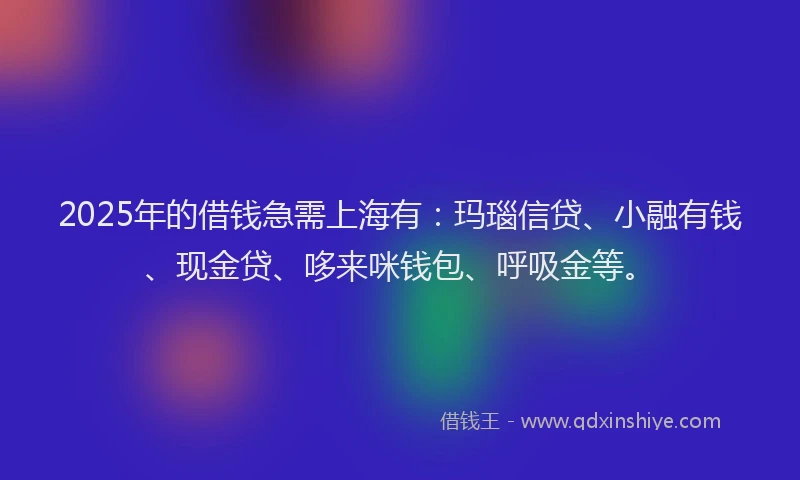 2025年的借钱急需上海有：玛瑙信贷、小融有钱、现金贷、哆来咪钱包、呼吸金等。