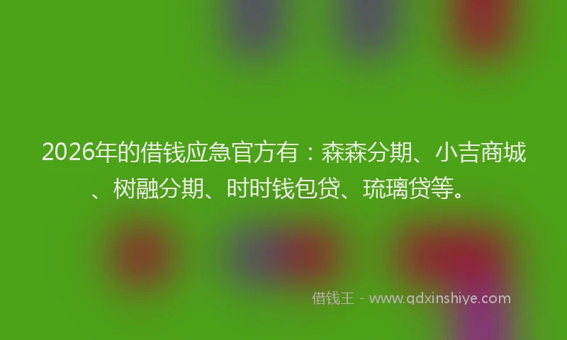 2026年的借钱应急官方有：森森分期、小吉商城、树融分期、时时钱包贷、琉璃贷等。