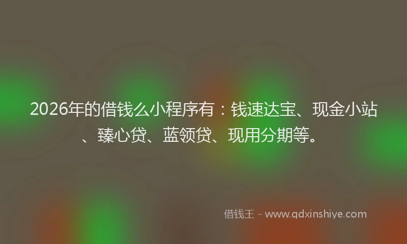 2026年的借钱么小程序有：钱速达宝、现金小站、臻心贷、蓝领贷、现用分期等。