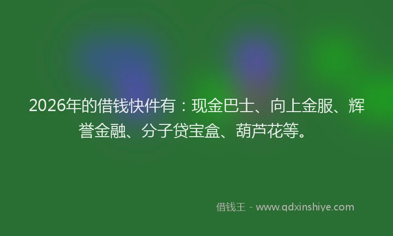 2026年的借钱快件有：现金巴士、向上金服、辉誉金融、分子贷宝盒、葫芦花等。