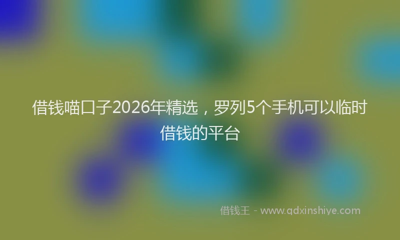 借钱喵口子2026年精选，罗列5个手机可以临时借钱的平台