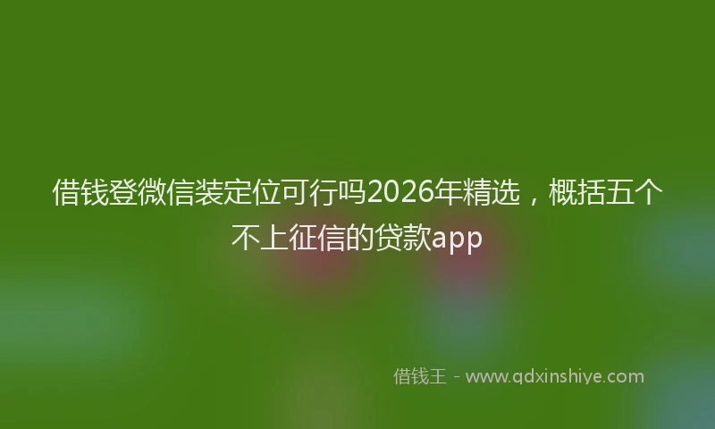 借钱登微信装定位可行吗2026年精选，概括五个不上征信的贷款app