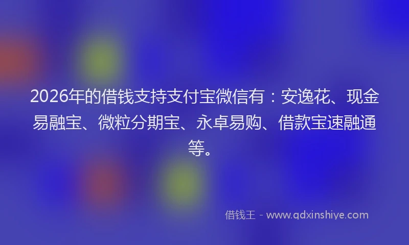 2026年的借钱支持支付宝微信有：安逸花、现金易融宝、微粒分期宝、永卓易购、借款宝速融通等。