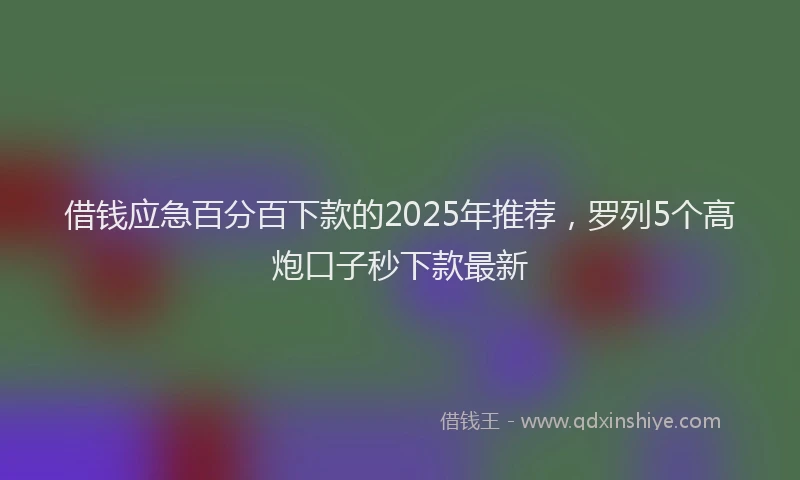 借钱应急百分百下款的2025年推荐，罗列5个高炮口子秒下款最新