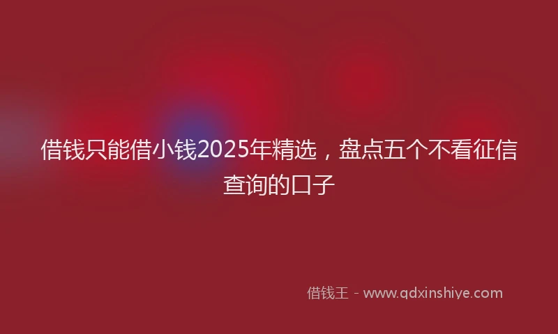 借钱只能借小钱2025年精选，盘点五个不看征信查询的口子