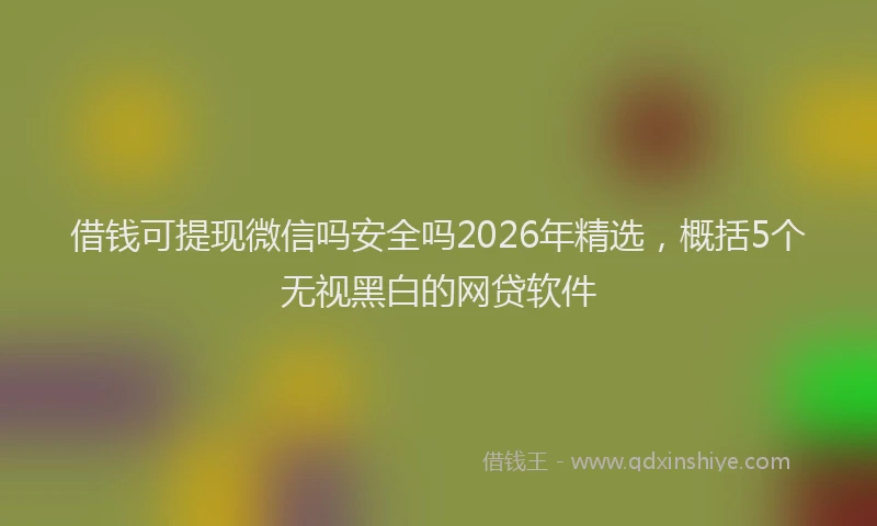 借钱可提现微信吗安全吗2026年精选,概括5个无视黑白的网贷软件