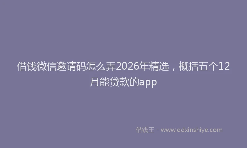 借钱微信邀请码怎么弄2026年精选，概括五个12月能贷款的app