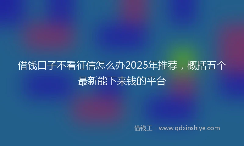 借钱口子不看征信怎么办2025年推荐,概括五个最新能下来钱的平台