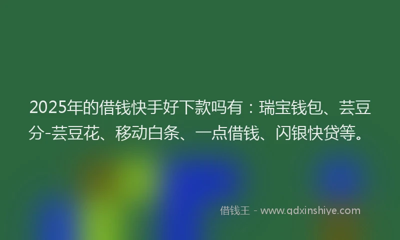 2025年的借钱快手好下款吗有：瑞宝钱包、芸豆分-芸豆花、移动白条、一点借钱、闪银快贷等。