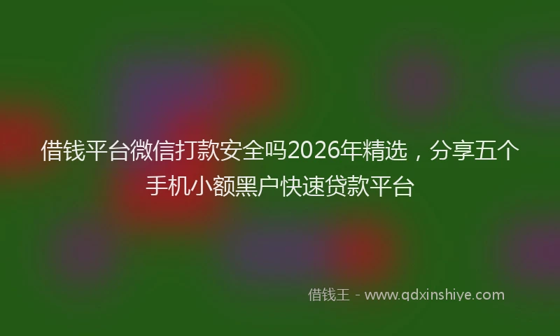 借钱平台微信打款安全吗2026年精选，分享五个手机小额黑户快速贷款平台