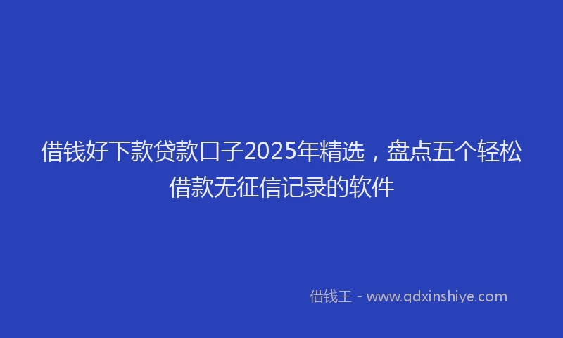 借钱好下款贷款口子2025年精选，盘点五个轻松借款无征信记录的软件